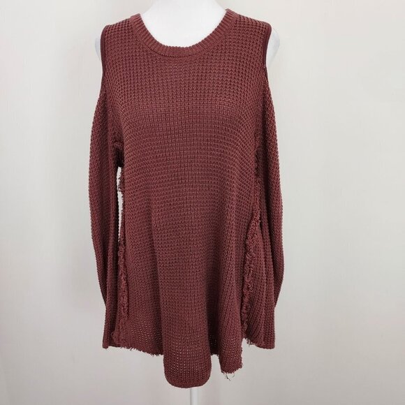 Altar'd State Cold Shoulder Long Sleeve Knit Sweater - Picture 1 of 9